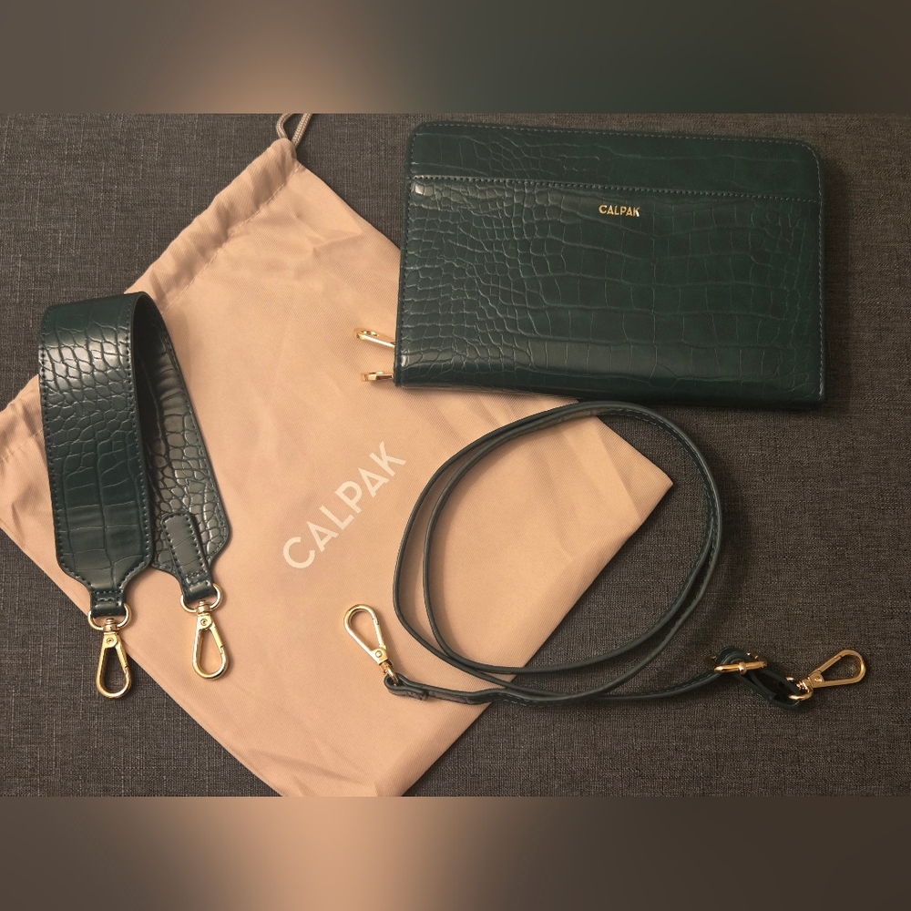 Calpak Crossbody Wallet (Green Croc)